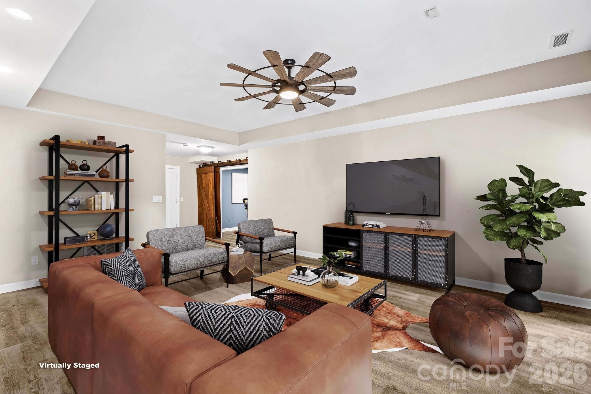 Virtually staged basement - 12822 Cadgwith Cove Drive, Huntersville