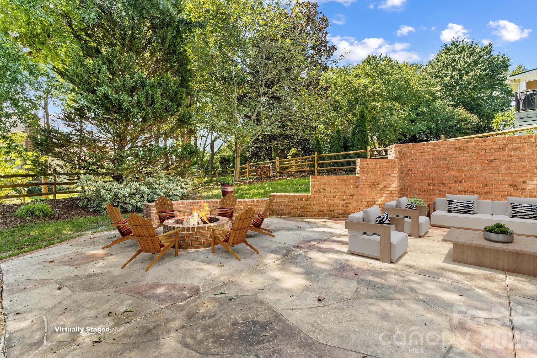 Virtually staged fire pit and sitting area - 12822 Cadgwith Cove Drive, Huntersville