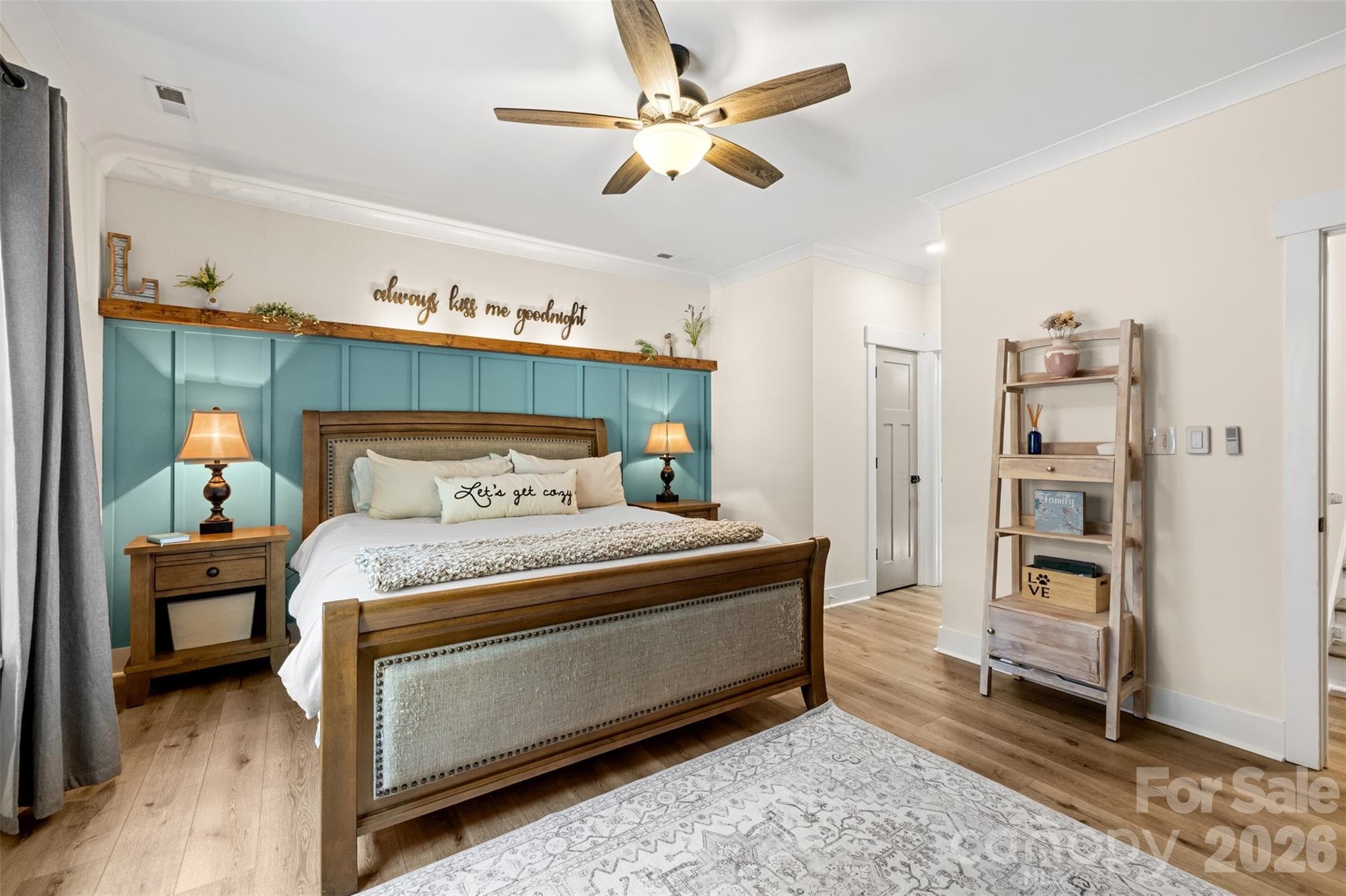 Spacious primary retreat with a custom accent wall - 1604 Aragon Beach Road, Rock Hill
