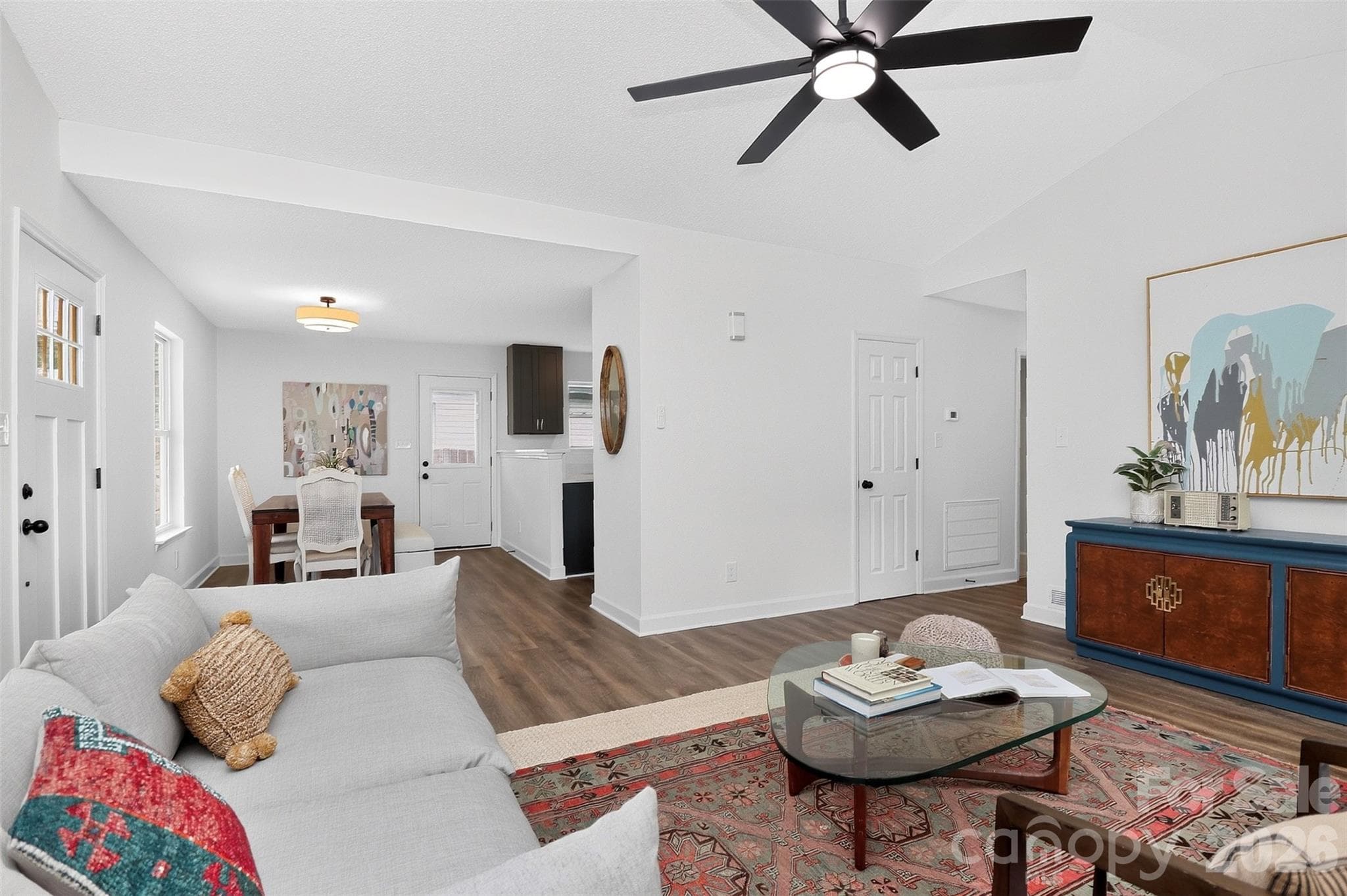 View of Dining Area and Kitchen from Living Room - 521 Katonah Avenue, Charlotte