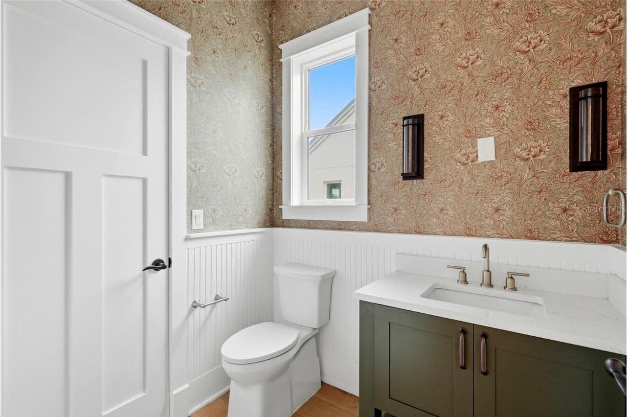2nd Floor Half Bathroom with Wallpaper - 2532 1ST AVE N, ST PETERSBURG