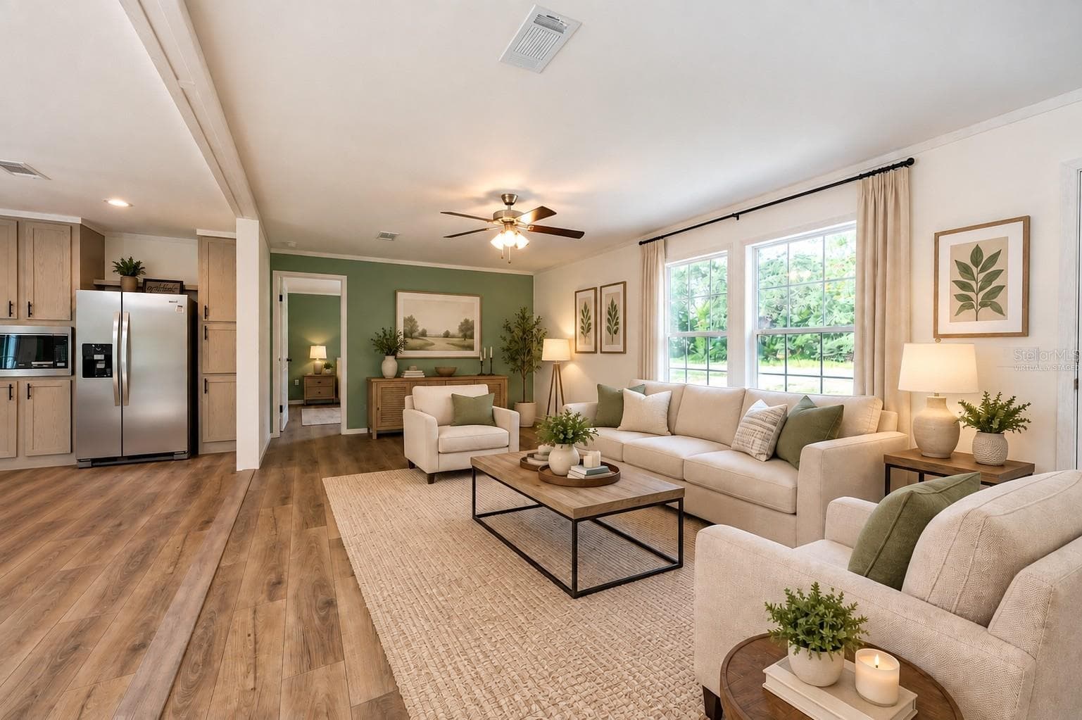 living room virtually staged - 11691 NE 106TH CT, ARCHER
