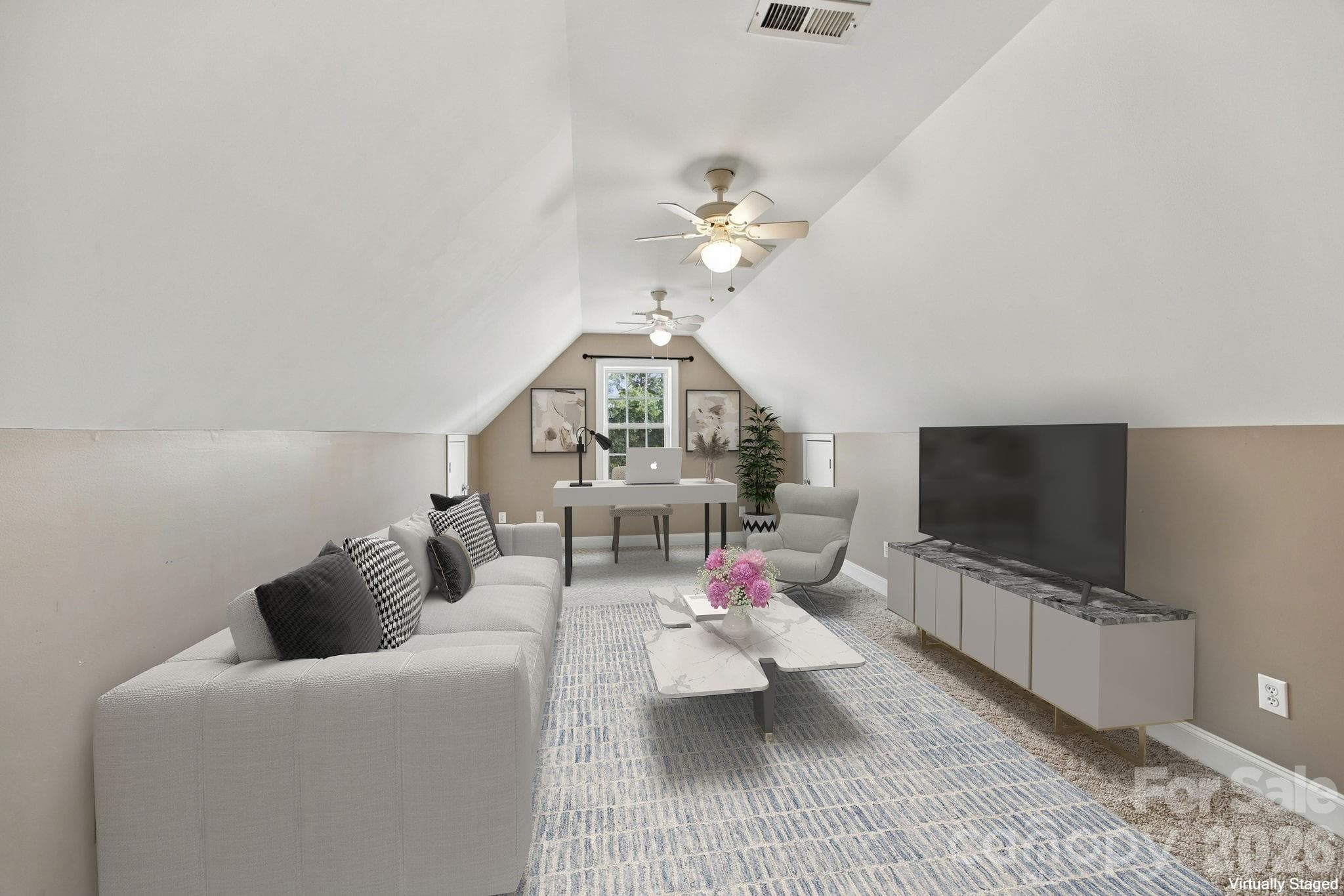 Virtually staged to highlight the versatility of the spacious bonus room. - 122 Wood Duck Loop, Mooresville