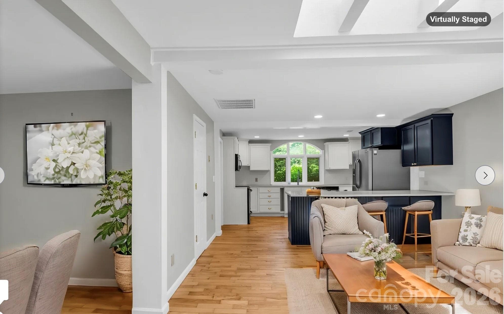 From Front Door, facing toward kitchen - (virtually staged) - 35 Chastain Hill Road, Mills River
