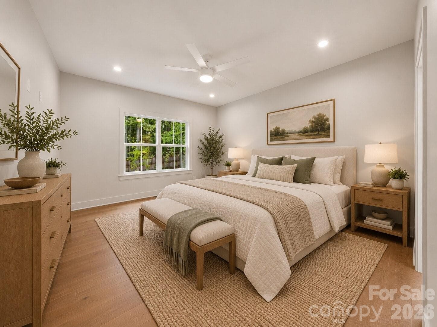 Primary bedroom (image contains AI-generated virtual staging). - 2311 Chateau Court, Matthews