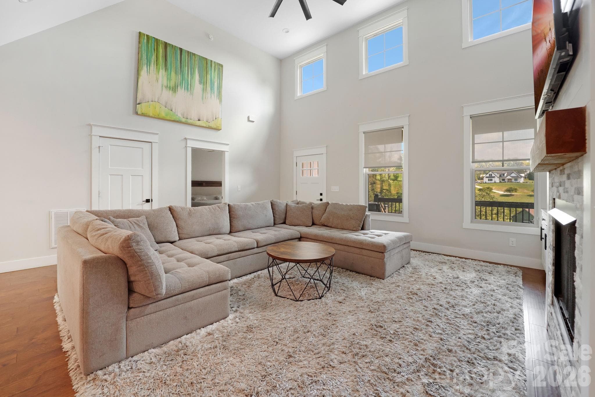 Living Room with Vaulted Ceilings and Wall of Windows - 153 Israel Road, Leicester
