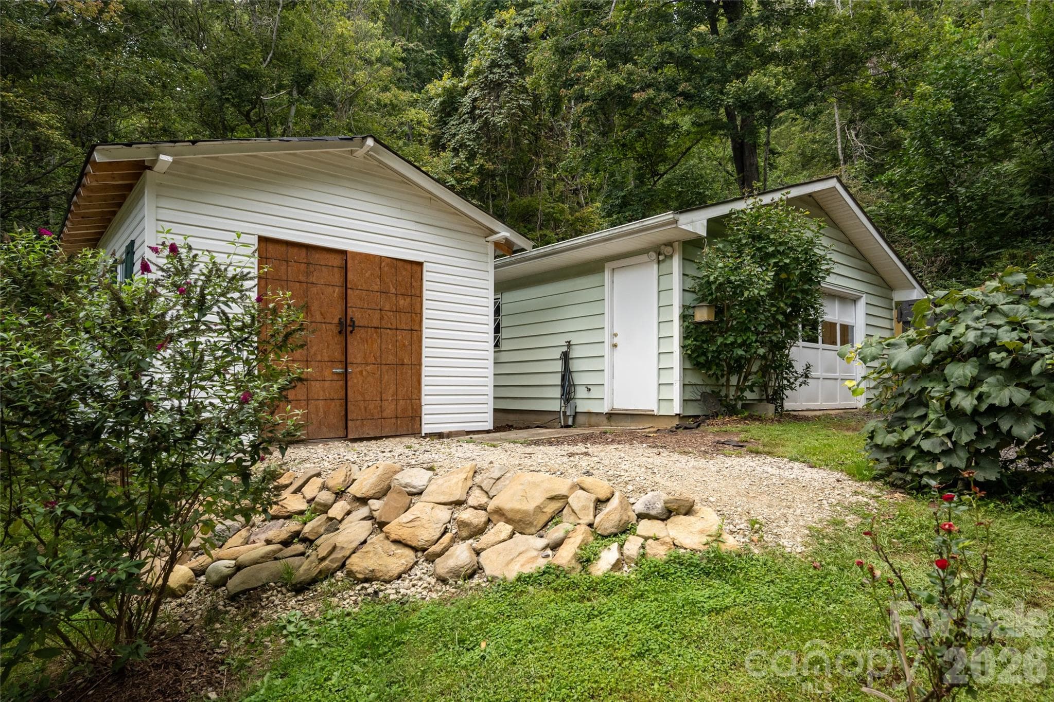 new storage building and the garage - 101 Guffey Mountain Road, Fairview