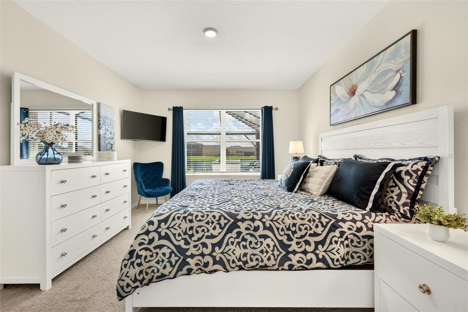 Primary Bedroom with view to pool - 17206 RESERVA DR, BRADENTON