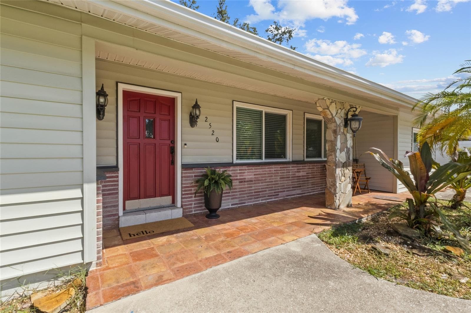 Front of Home with Porch - 2520 E MILMAR DR, SARASOTA