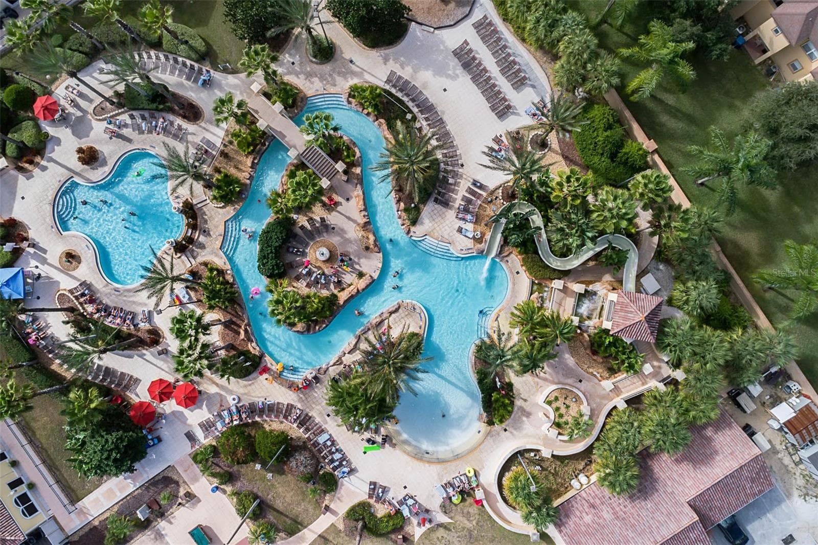Aerial view of pool area - 570 CALABRIA AVE, DAVENPORT