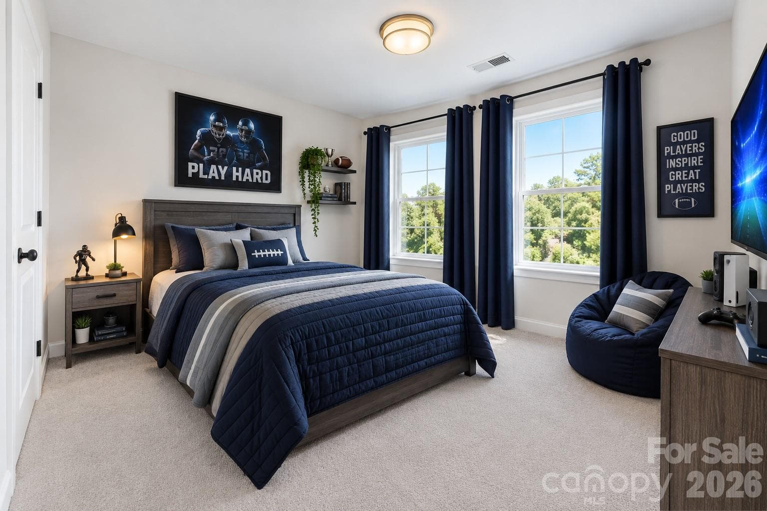 Bedroom 3 offers a spacious layout with plenty of room for sleeping, relaxing, and study or gaming space - 2015 Kensley Drive, Waxhaw