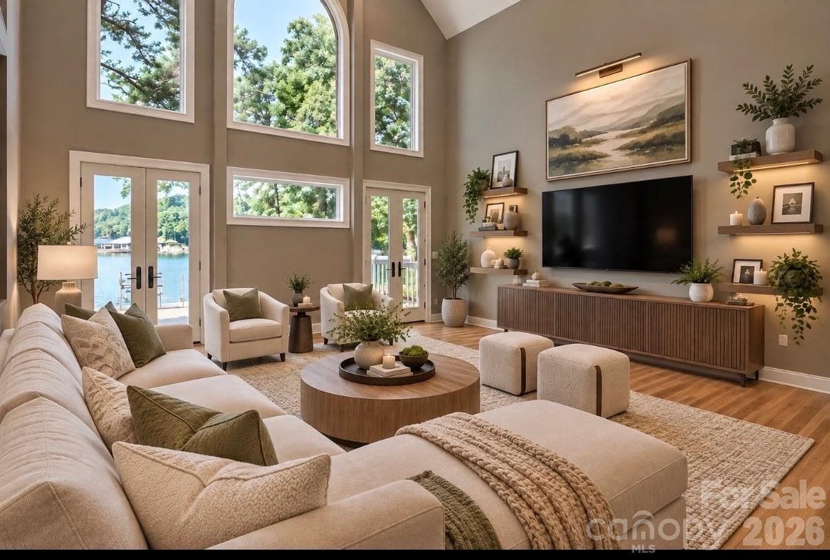 Virtually staged great room. - 140 Holt Lane, Mooresville