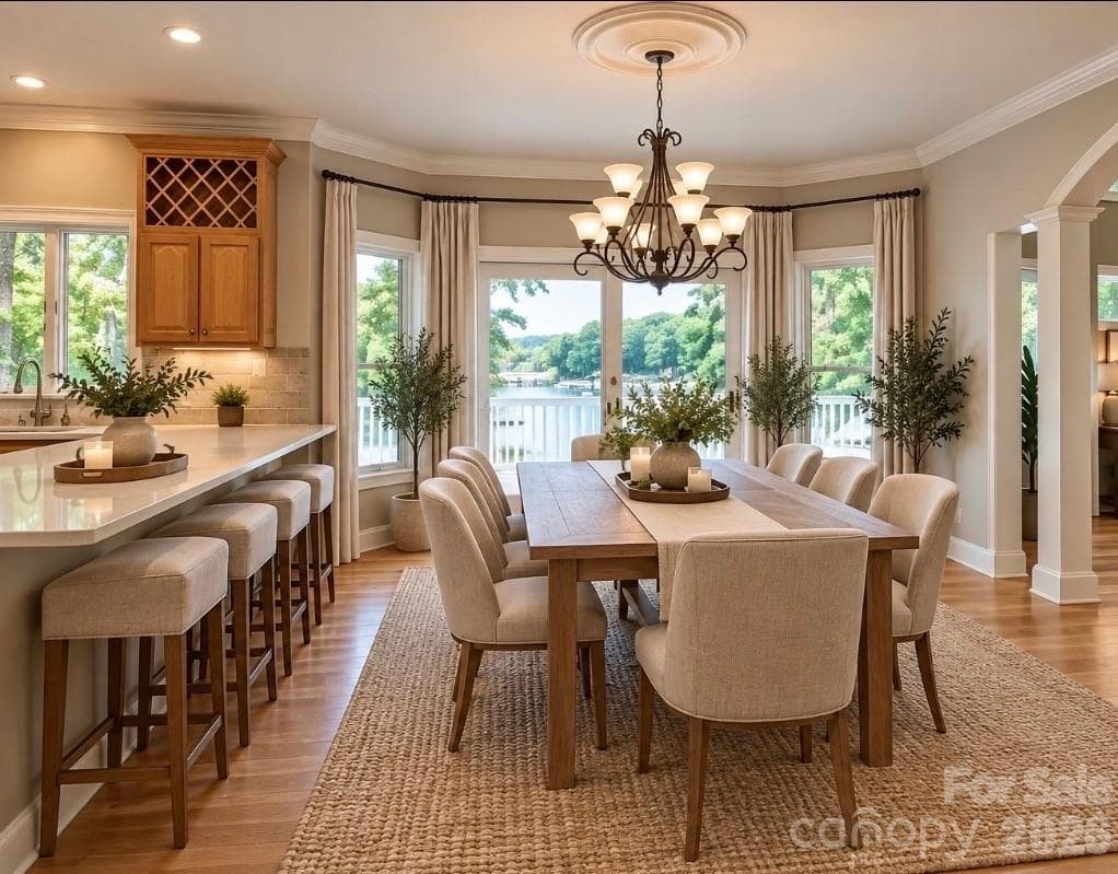 Virtually staged dining area. - 140 Holt Lane, Mooresville
