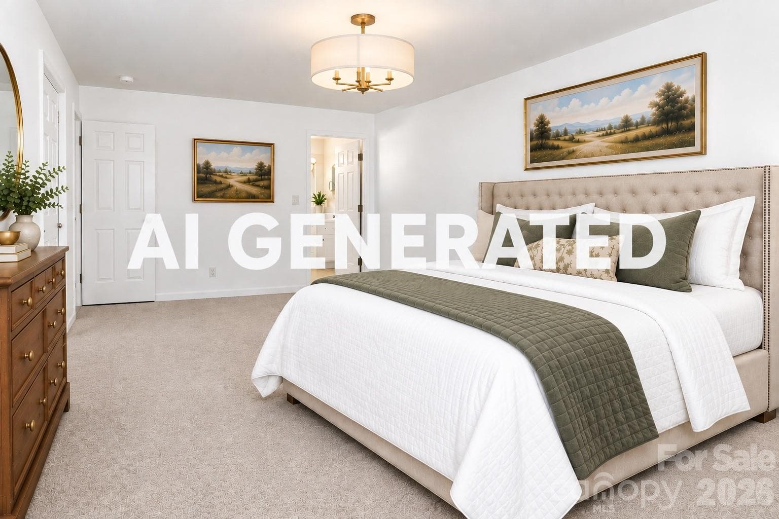 Primary bedroom AI generated - 5406 Winding Oak Drive, Hickory
