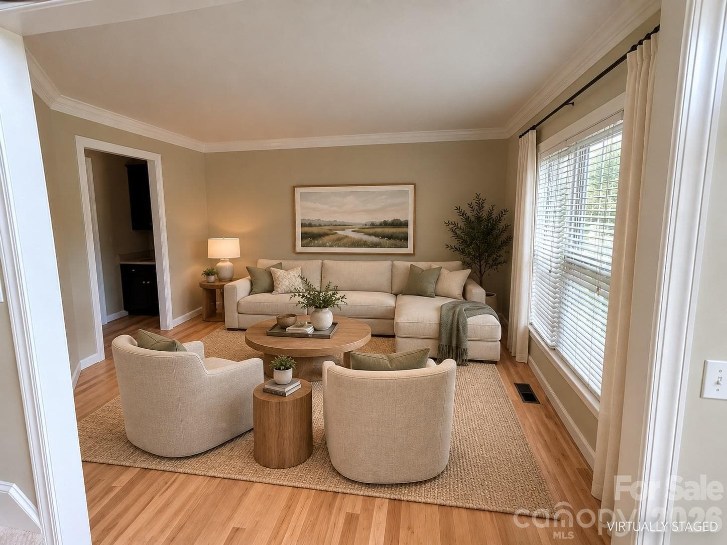 Staged living room - 2127 Copperplate Road, Charlotte