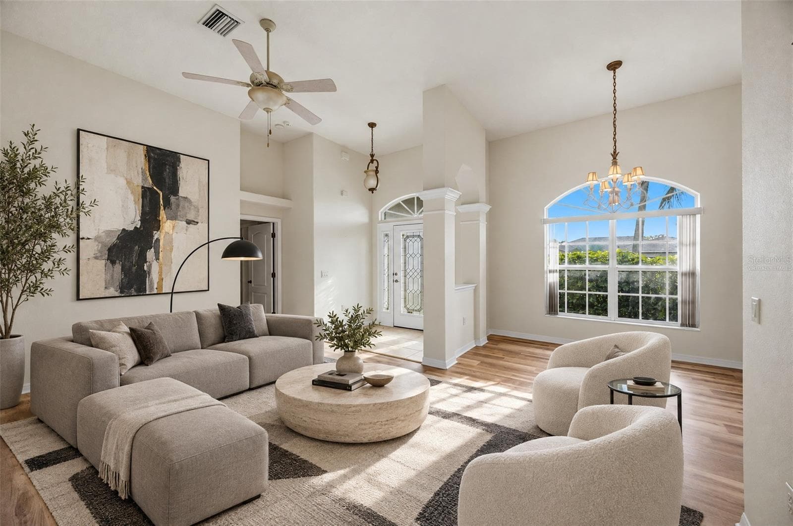 Virtually staged - Living room - 244 FAIRWAY RD, ROTONDA WEST