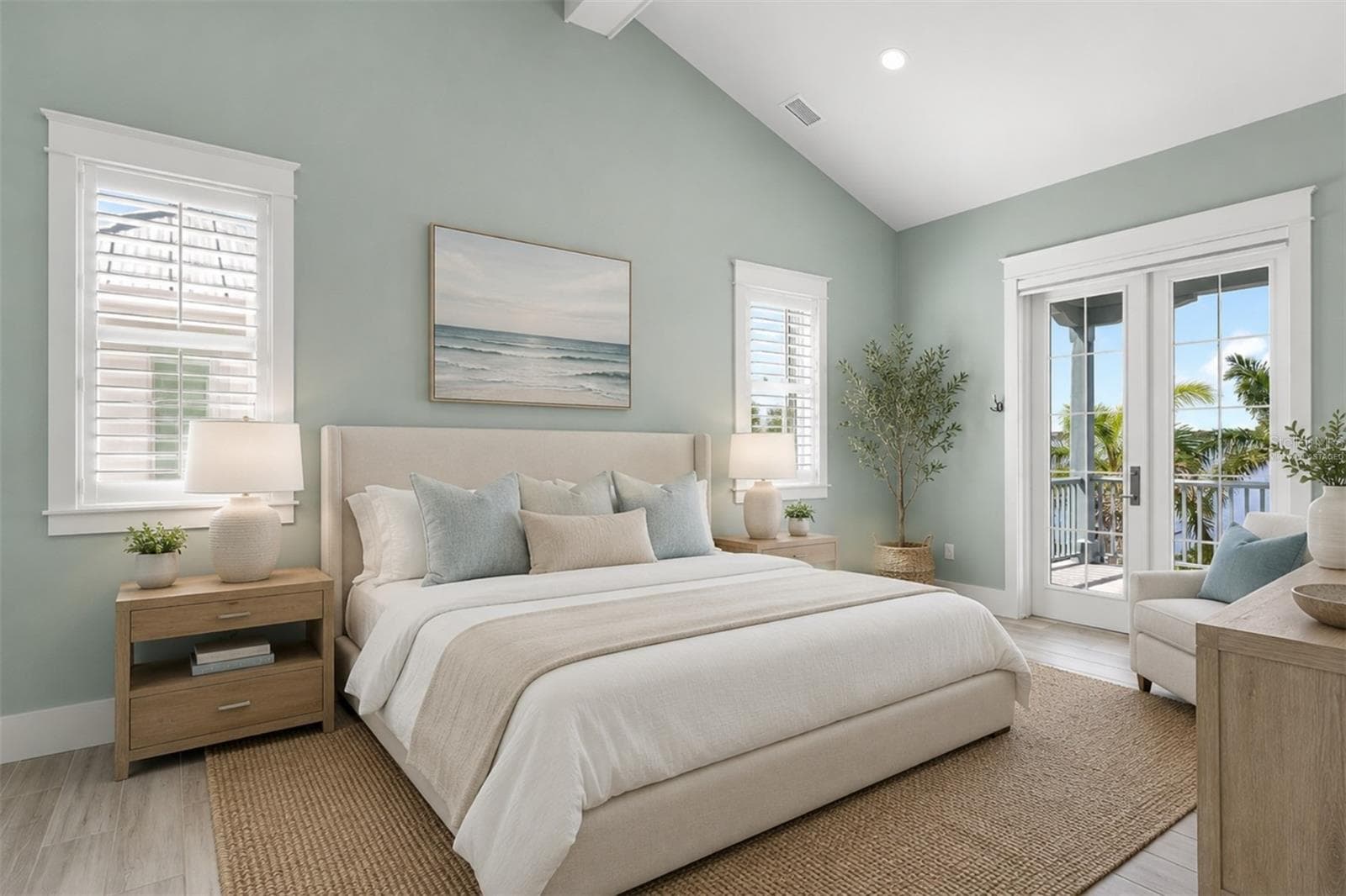 Virtually staged. The second floor primary bedroom with ensuite bathroom, walk-in closet, and a covered balcony - 4024 11TH STREET CT W, PALMETTO