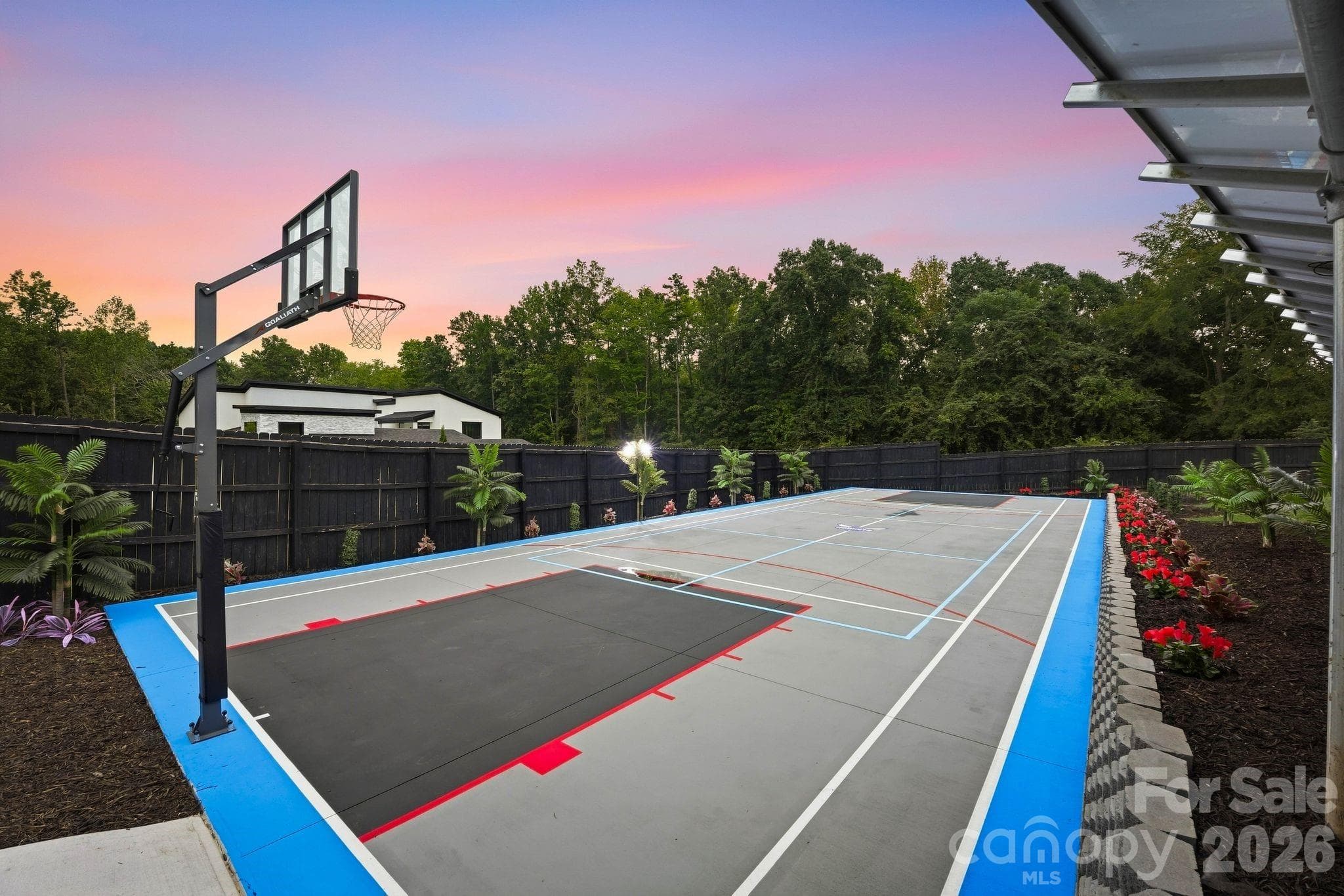 Charlotte Hornets Themed Full Basketball/Tennis/Pickleball Court - 15700 Youngblood Road, Charlotte
