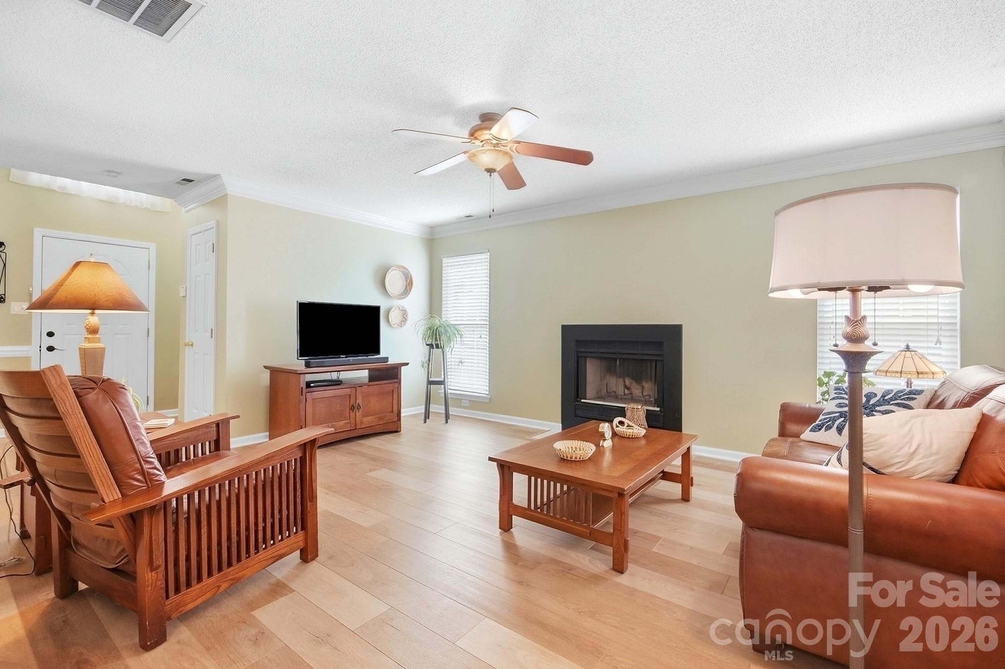 Living Room with Fireplace - 1629 Sugar Hollow Drive, Charlotte