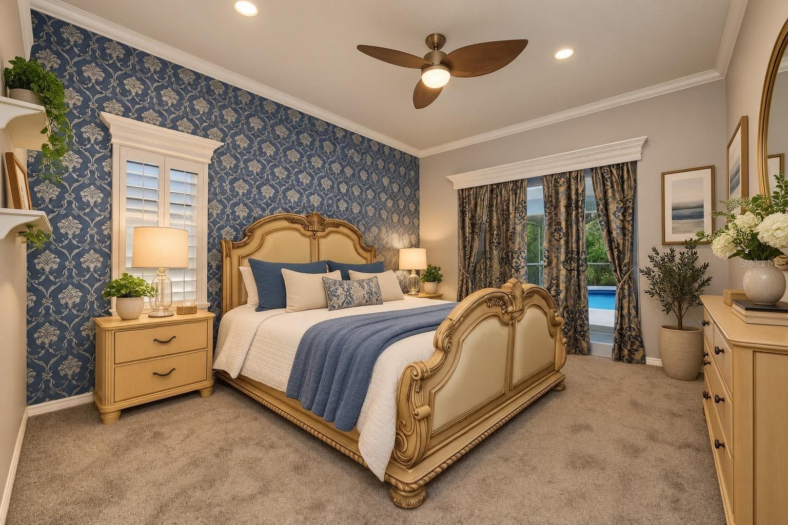staged master bedroom - 2233 PINNACLE CIR S, PALM HARBOR