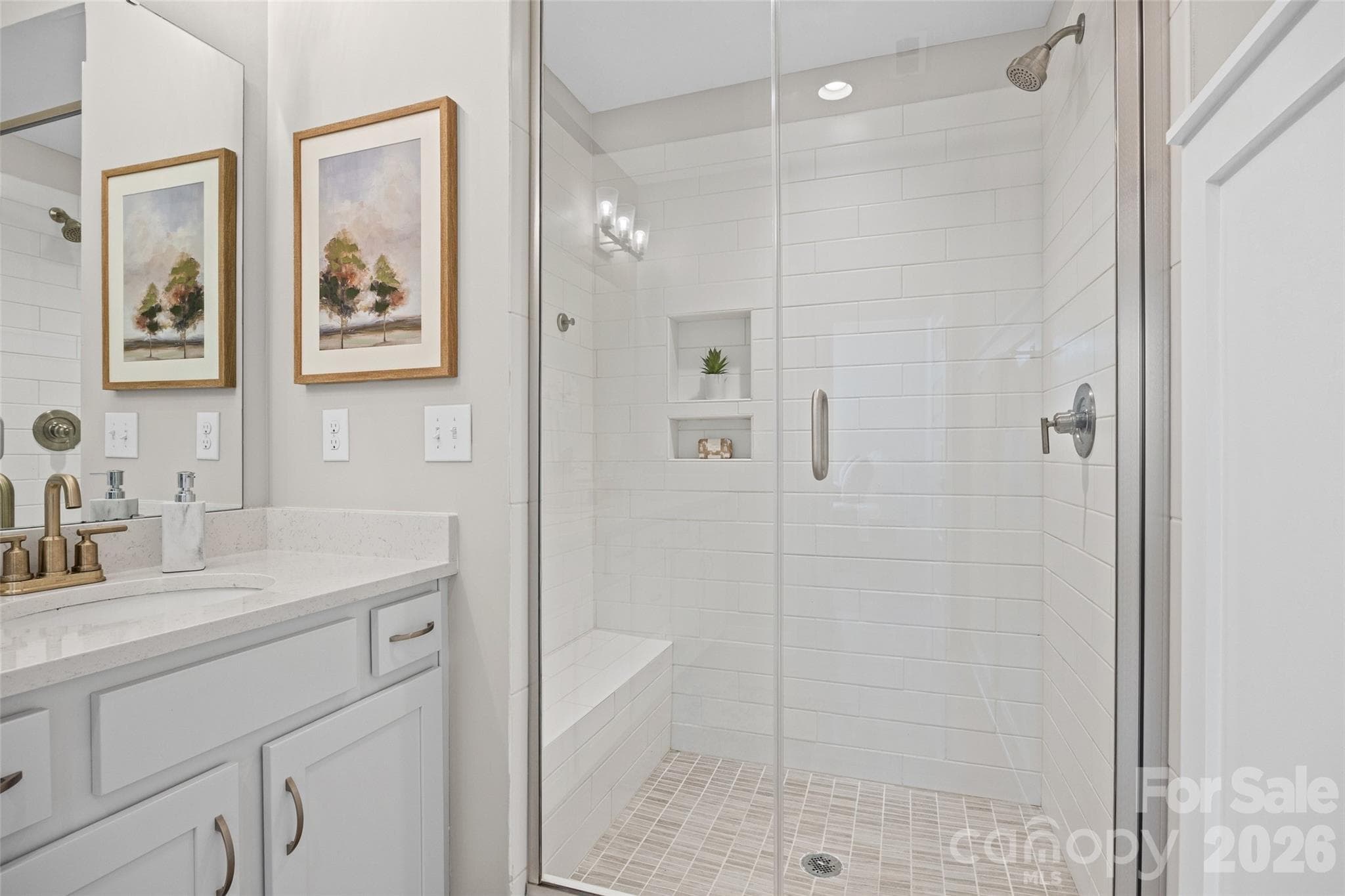 3rd FL: Primary en-suite primary bath with glass-enclosed shower - 1229 Lomax Avenue, Charlotte