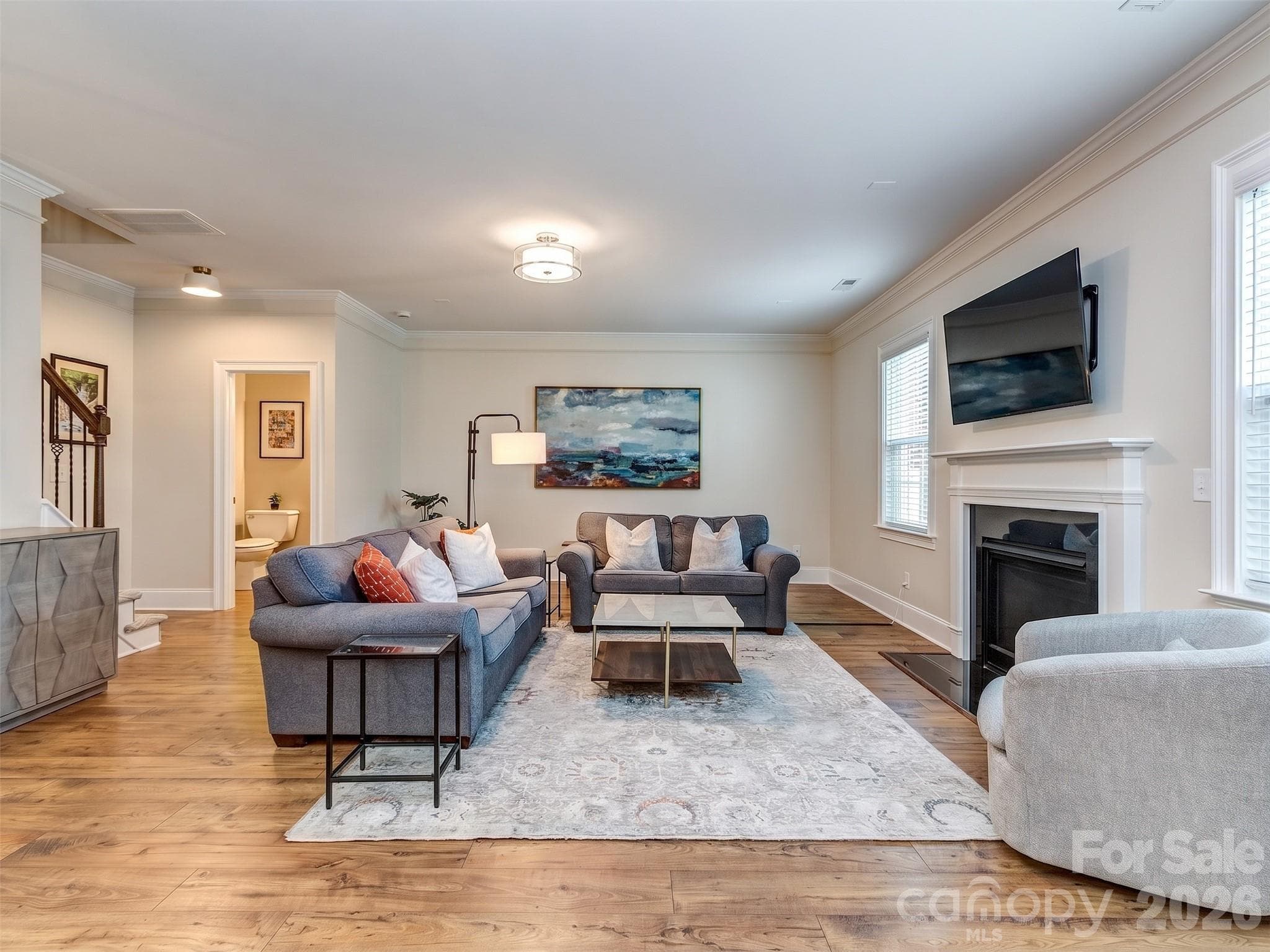 Living room with gas fireplace - 2844 Georgia Avenue, Charlotte