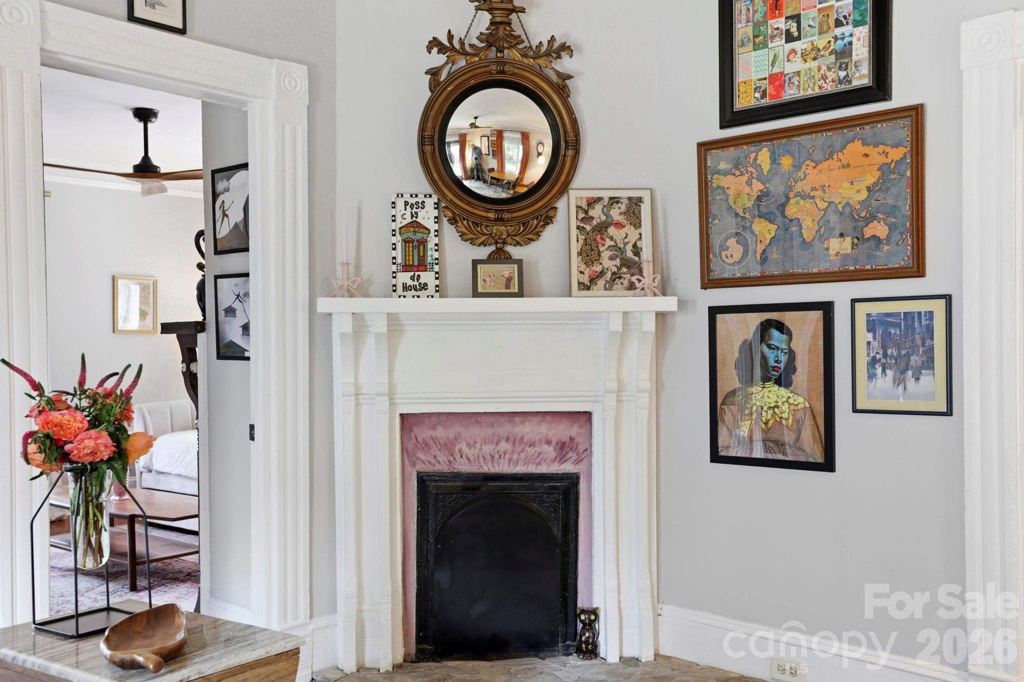 Original fireplace with all its charm - 60 Roberts Street, Asheville