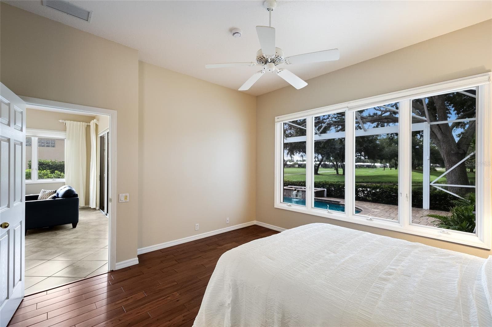 Gorgeous views of water and the course from the primary bedroom - 8728 52ND DR E, BRADENTON