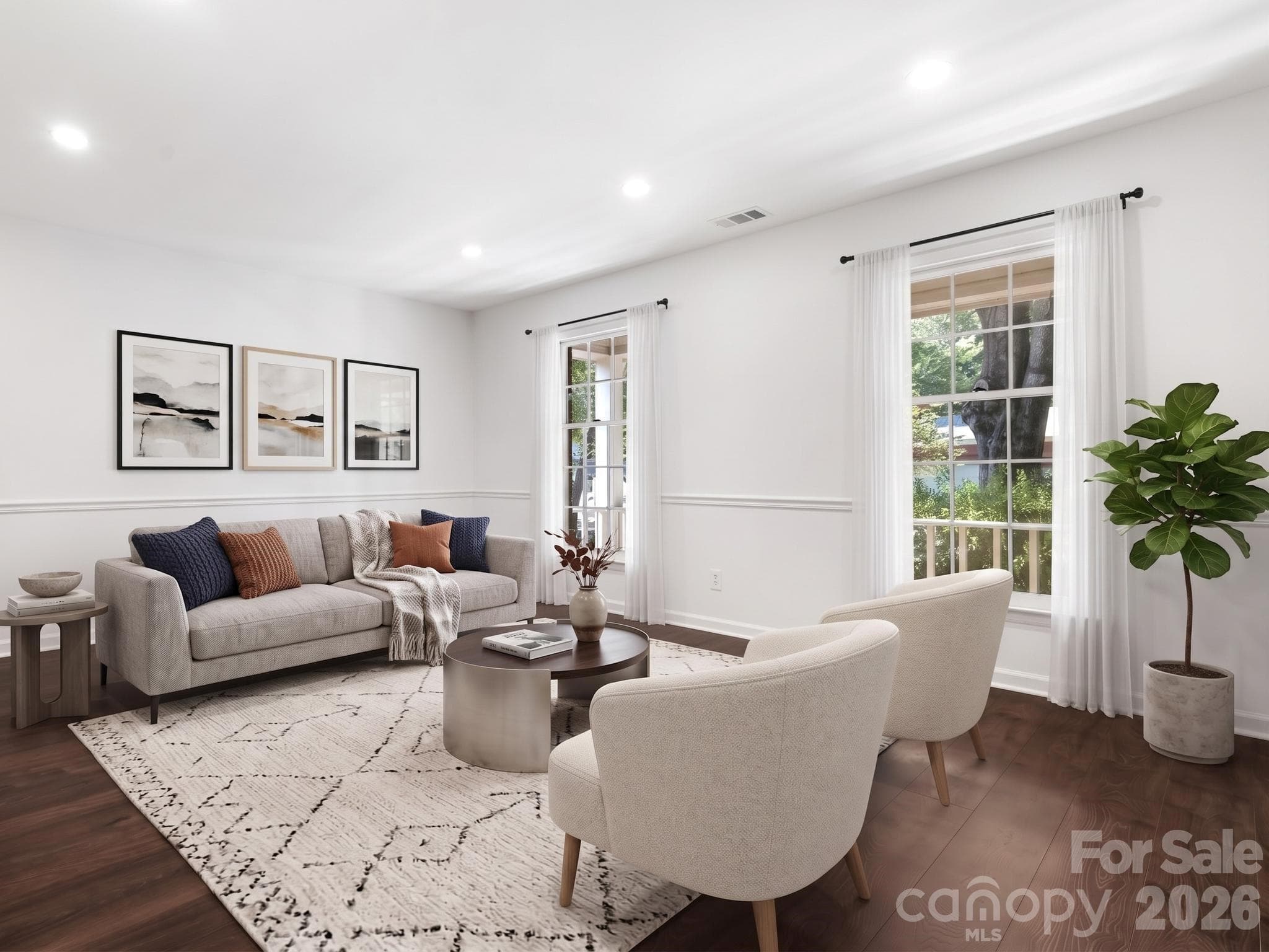 Virtually Staged Living Room - 8319 Braeside Court, Charlotte