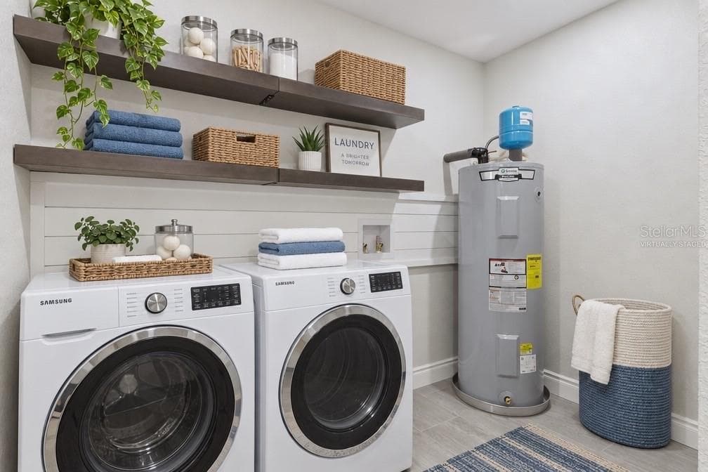 Laundry Room/New Hot Water Heater (Virtually Staged) - 3415 IMPERIAL LN, LAKELAND