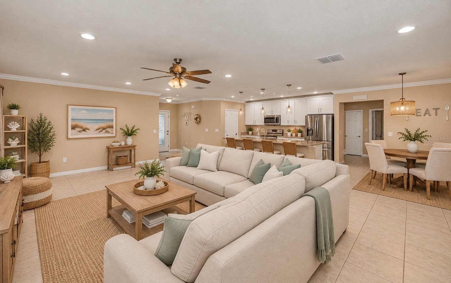 Virtually Staged Open Concept Living, Dining & Kitchen Area. - 640 ENCARNACION ST, PUNTA GORDA