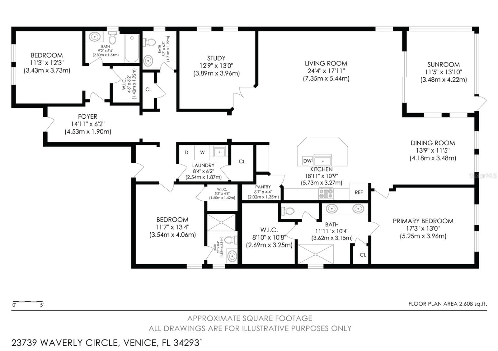 Floor Plan for the Martinique - 23739 WAVERLY CIR, VENICE