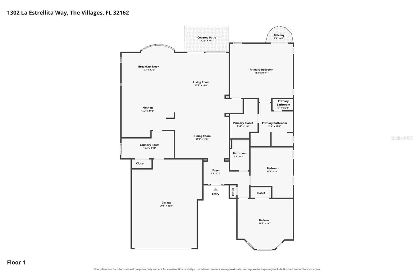 Floor Plan - 1302 LA ESTRELLITA WAY, THE VILLAGES