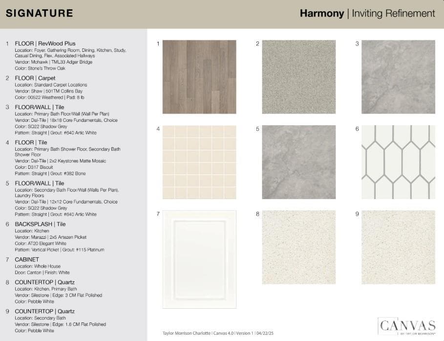 7328 Wake Way design selections! This home is currently under construction and selections are subject to change. - 7328 Wake Way, Indian Land