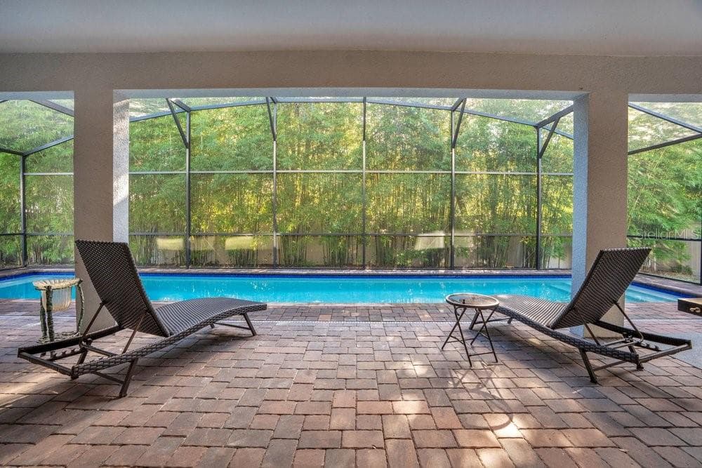view from family room to backyard / covered lanai - 704 FOX EDGE CT, OVIEDO