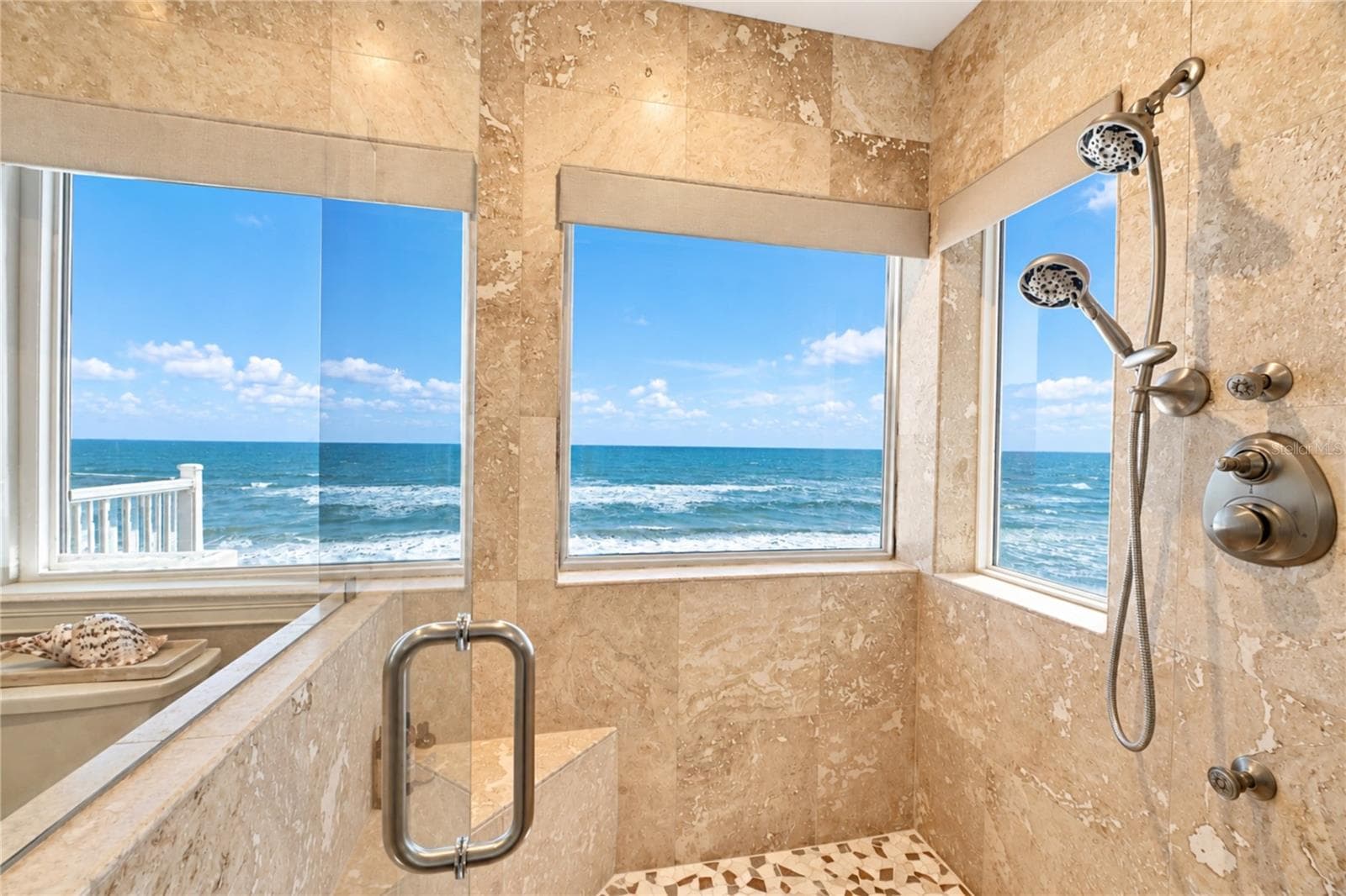 Glass-Enclosed Shower with Ocean Views - 3399 N OCEAN SHORE BLVD, FLAGLER BEACH