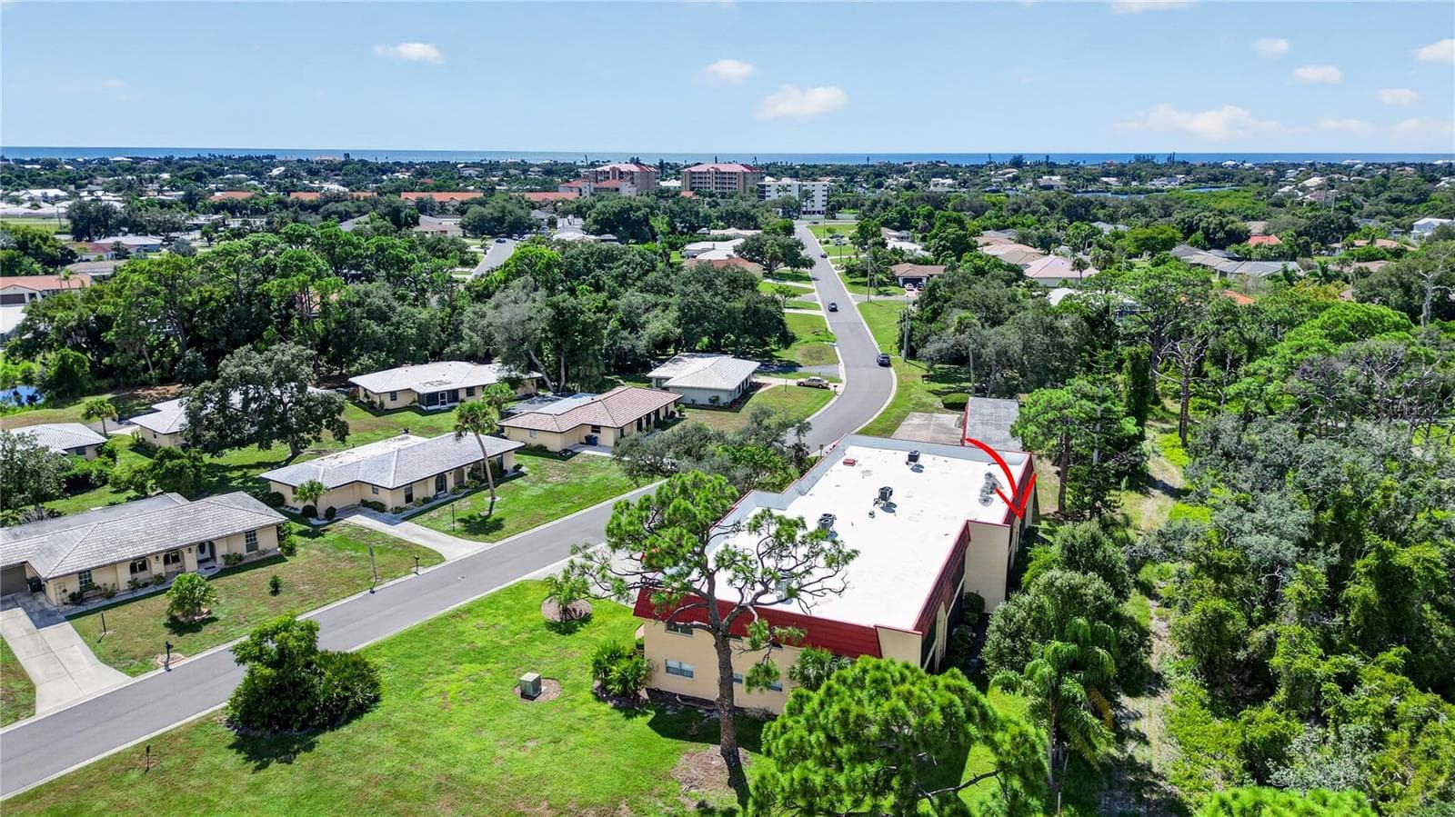 Aerial photo of the area and Gulf. - 203 RUBENS DR #F, NOKOMIS