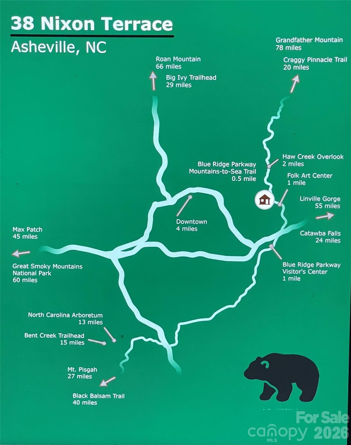 Direct Blue Ridge Parkway Trail Map Access - 38 Nixon Terrace, Asheville