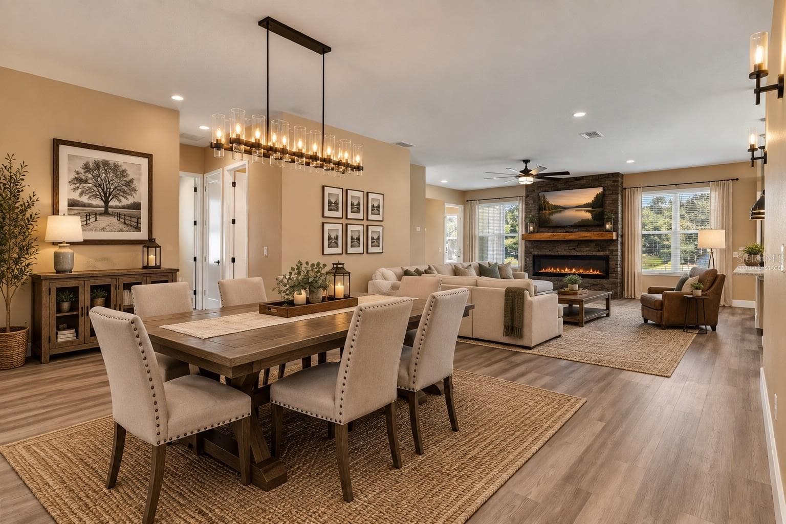 Virtually Staged Dining & Great Room - 2540 NE 77TH RD, WILDWOOD