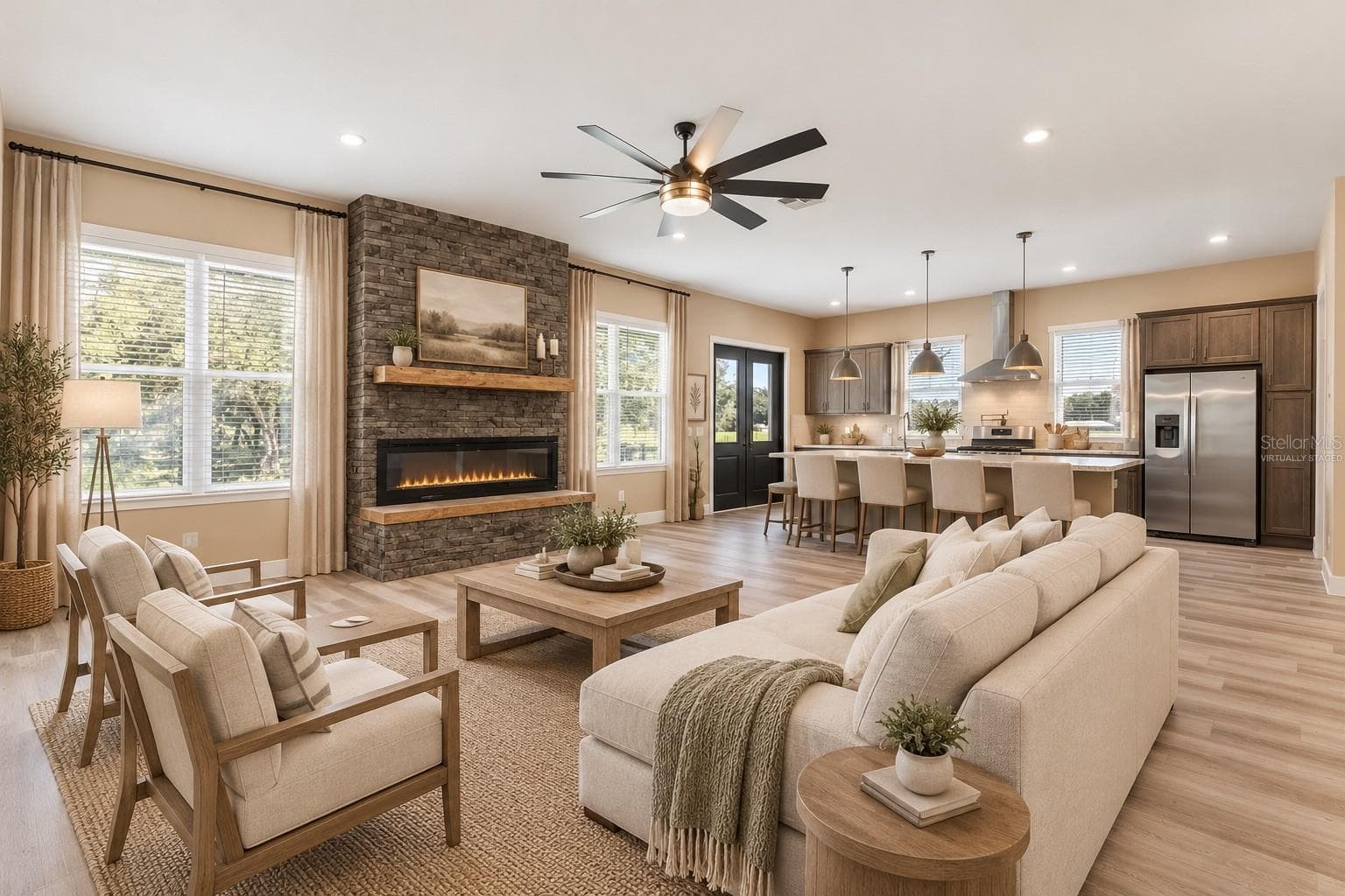 Virtually Staged Great Room - 2540 NE 77TH RD, WILDWOOD