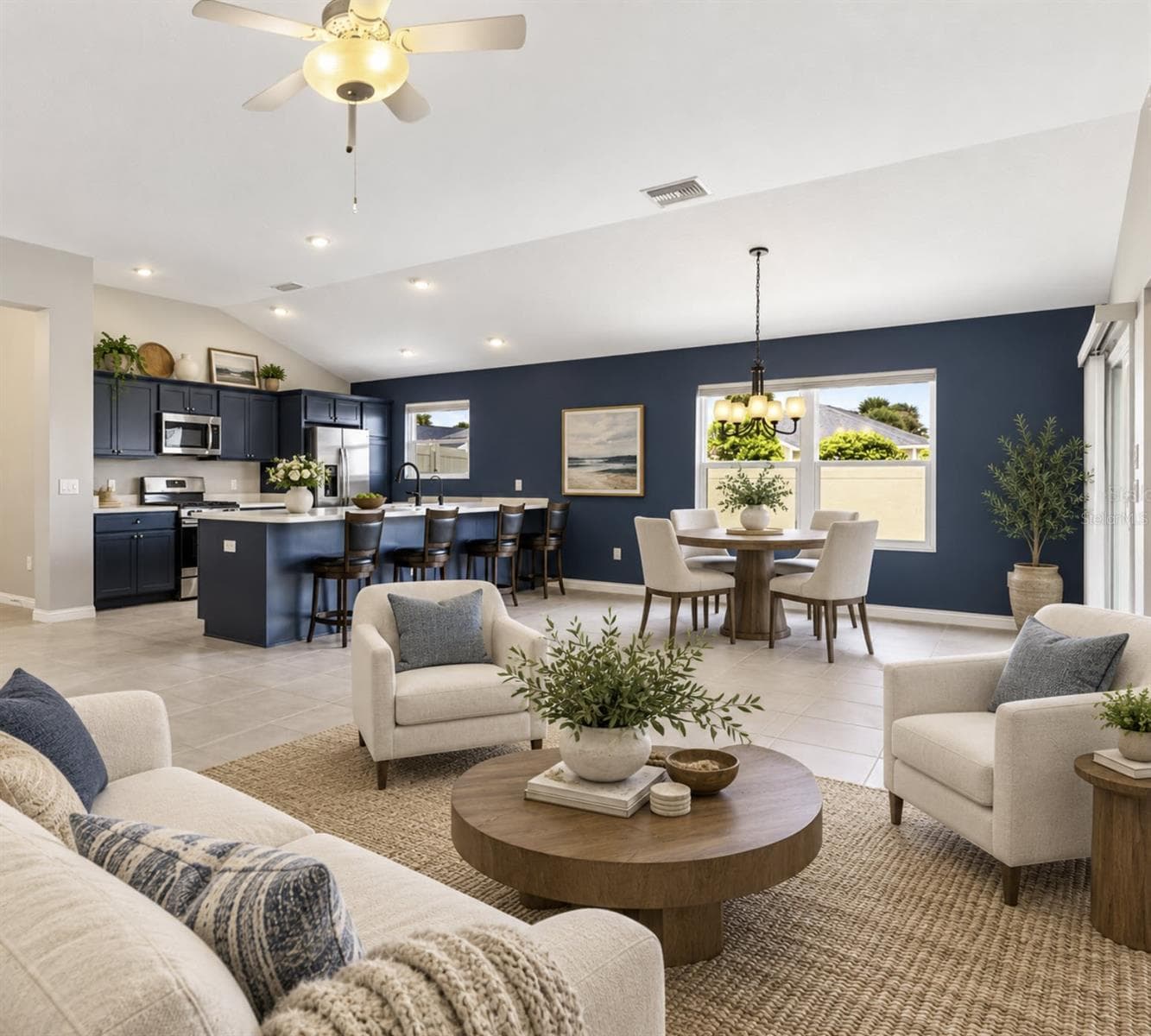 Virtually Stage Living Room, Kitchen and Dining Room - 5805 CAMDYN CT, THE VILLAGES