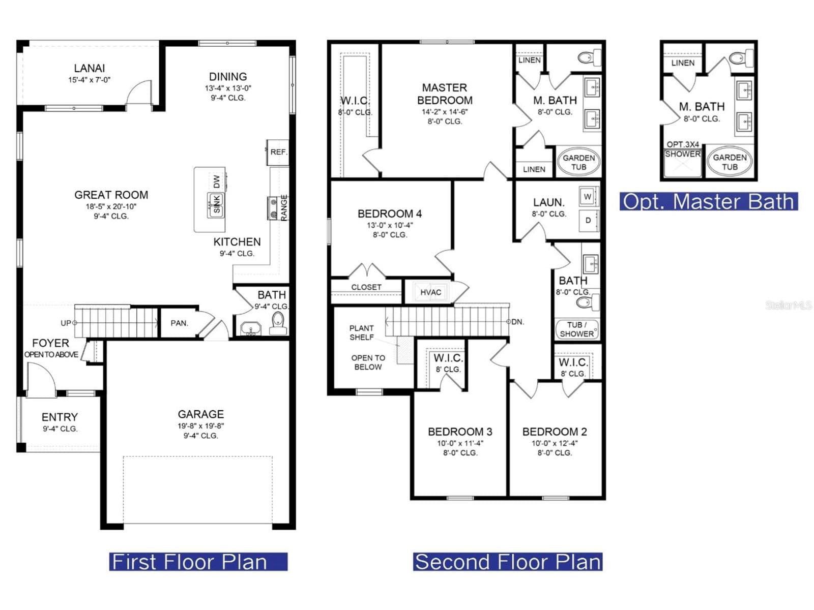 Floor Plan - Adams Homes 2202 plan, first and second floor (builder floor plan; dimensions approximate, options may vary) - 3620 BRIARLYNNE WAY, ST CLOUD