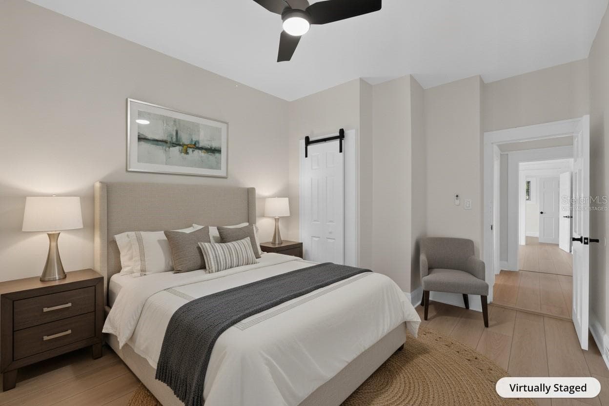 "Virtually Staged" primary bedroom - 813 E NEW ORLEANS AVE, TAMPA
