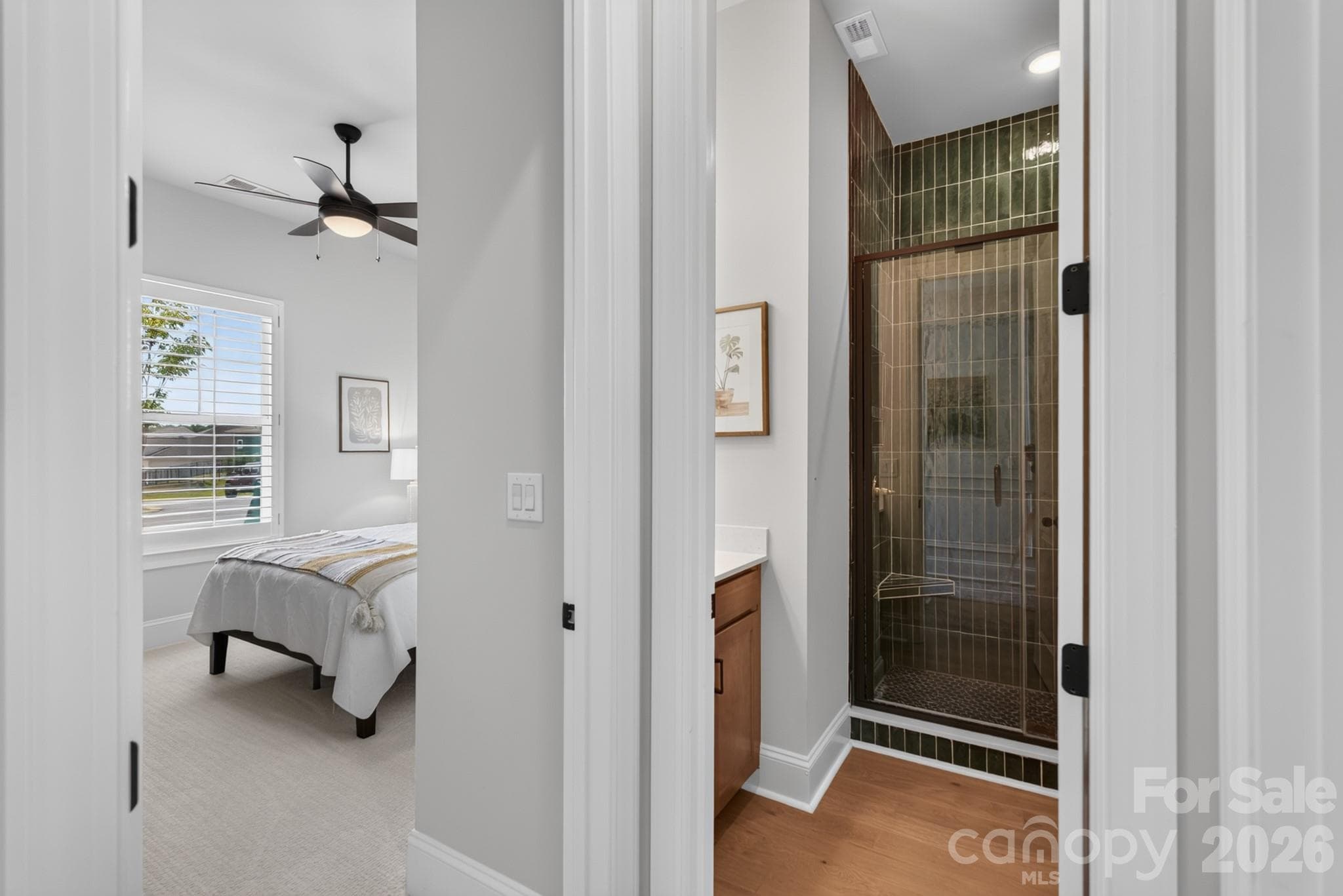 Front Secondary Bedroom with Secondary Bathroom Entrance - 1018 Lowland Way, Waxhaw