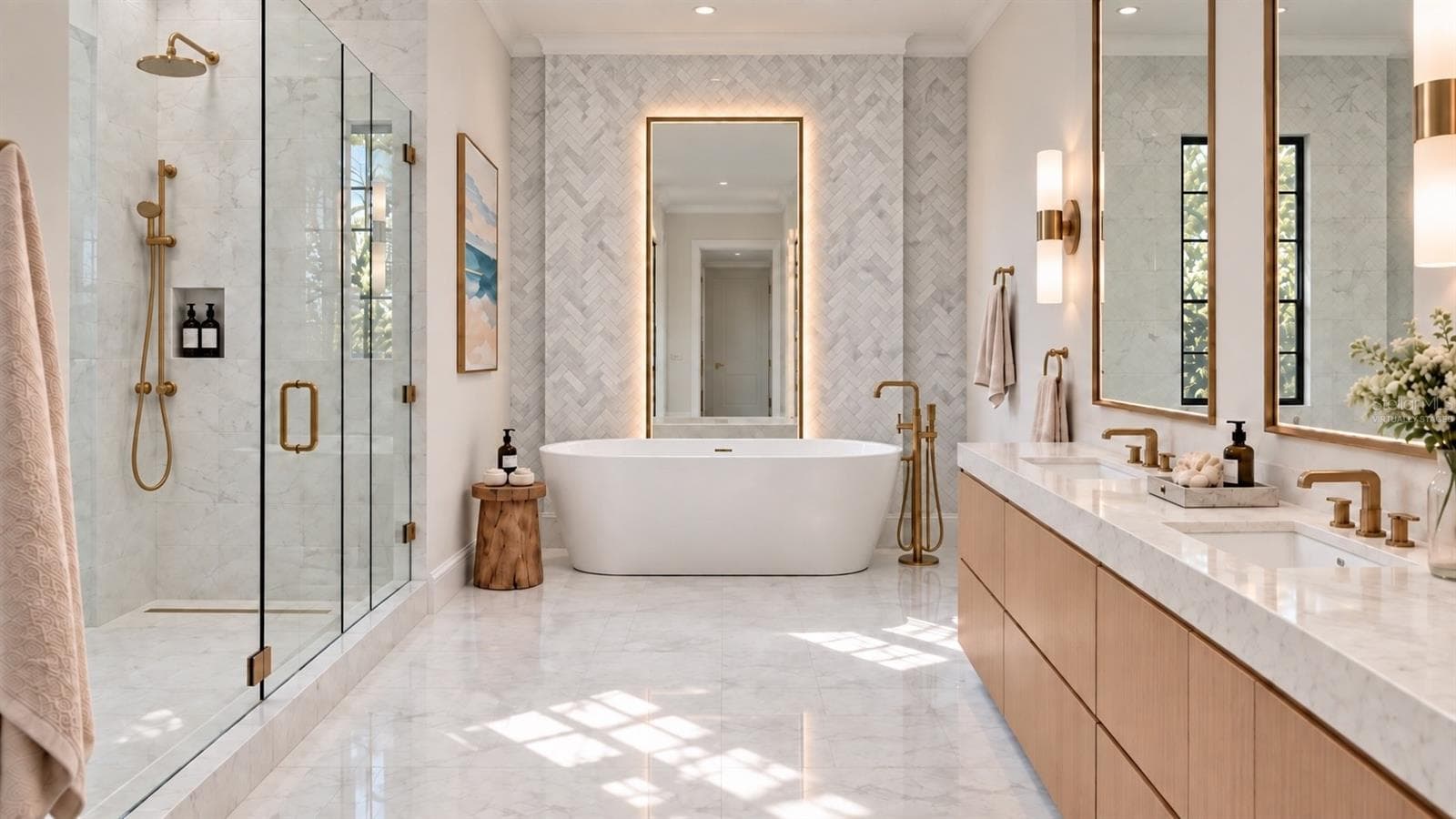 Primary bathroom. Virtually staged. - 3441 GULFMEAD DR, SARASOTA
