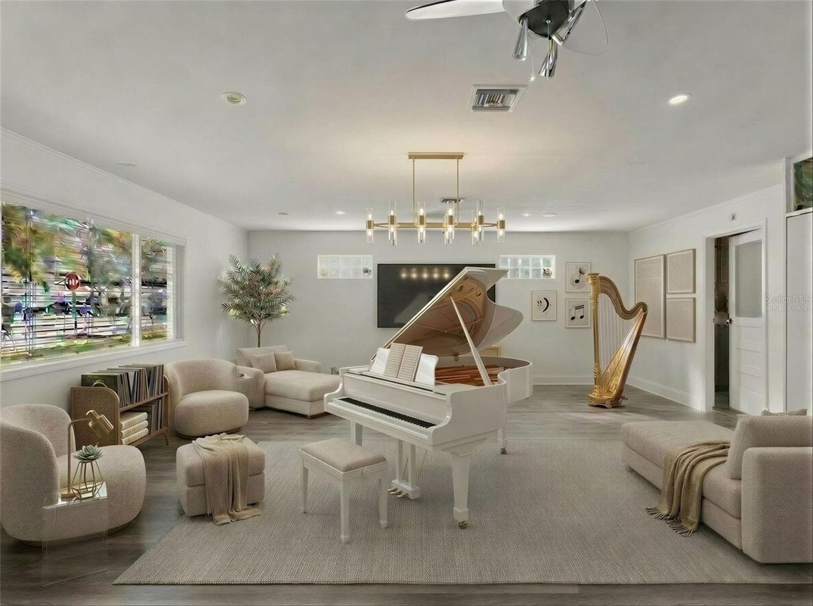 Bonus Room virtually staged as music room - 1231 NEWPORT AVE, LAKELAND