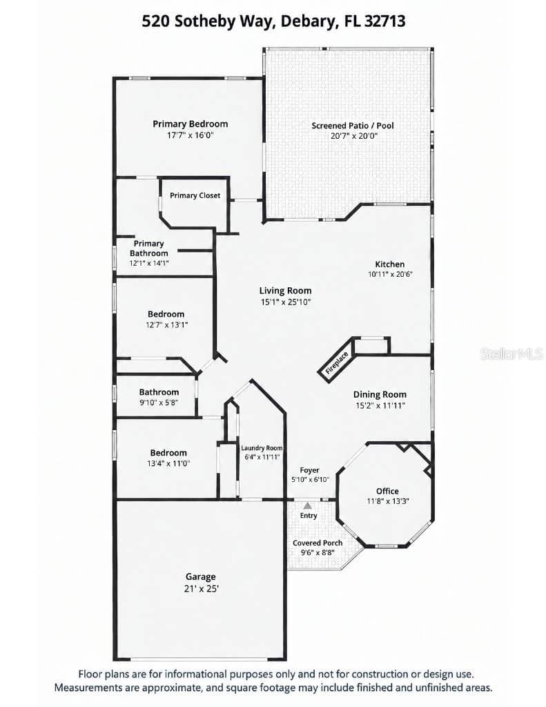 Floorplan - Provided for illustrative purposes only; Buyer/Buyer's Agent to confirm measurements - 520 SOTHEBY WAY, DEBARY