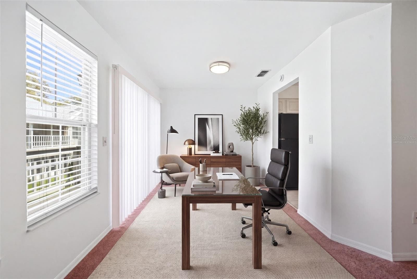 Virtually staged living room - 2210 COACH HOUSE BLVD #408, ORLANDO