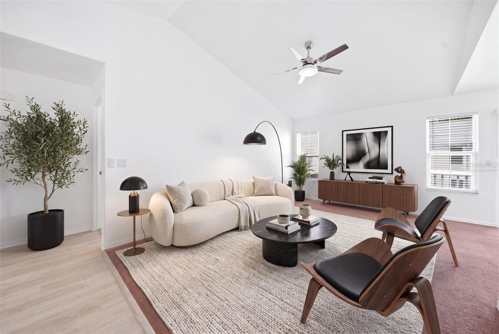 Virtually staged Living Room - 2210 COACH HOUSE BLVD #408, ORLANDO