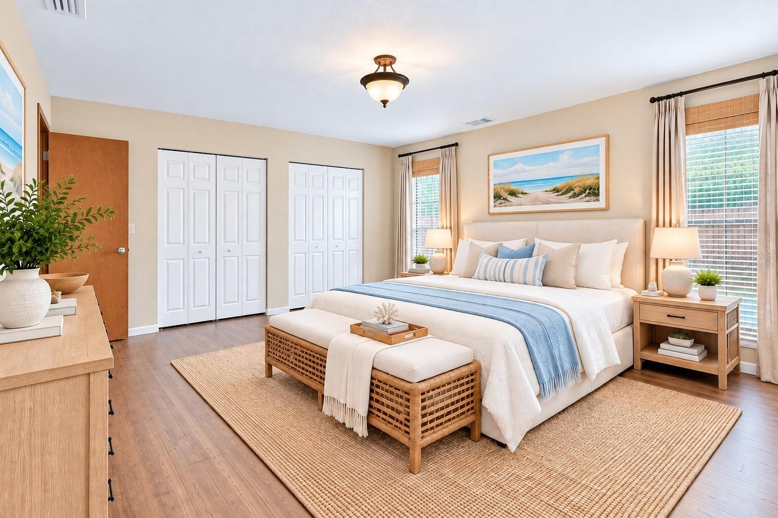 Virtually Staged. Primary Bedroom is 13' x 15', with laminate flooring, and dual closets. - 3011 LAKE ELLEN DR, TAMPA